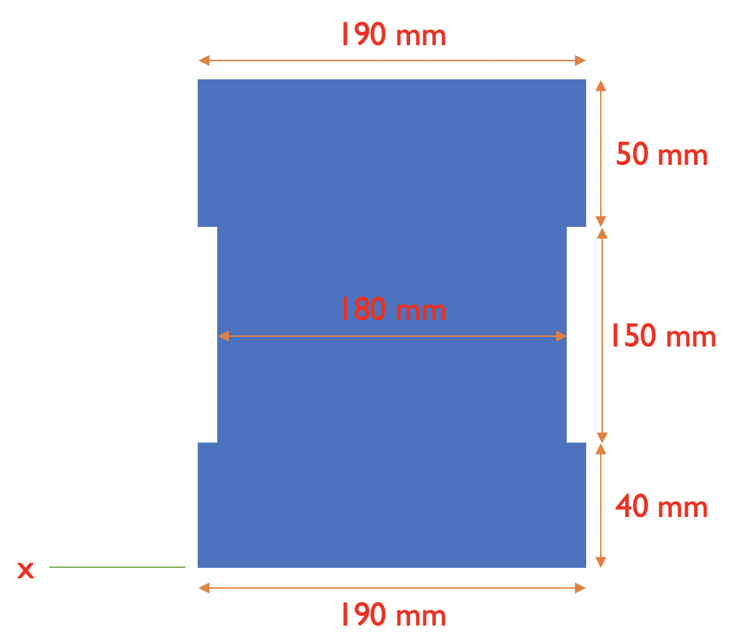 190 mm
50 mm
180 mm
150 mm
40 mm
X
190 mm
