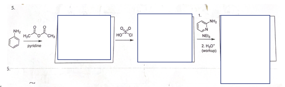 5.
NH2
NH2
H3C
CH3
HOCI
2. H30*
(workup)
pyridine
5.
