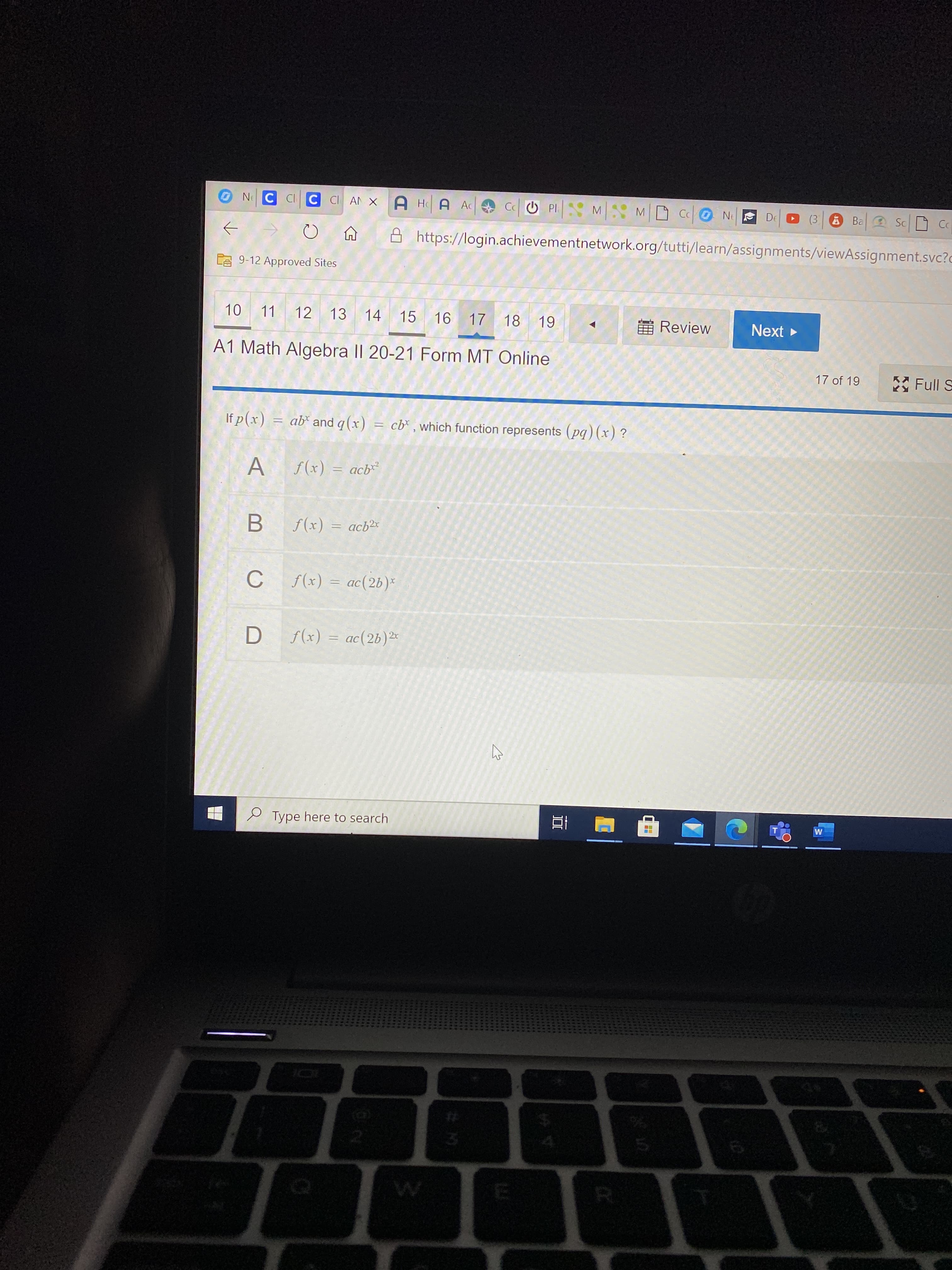 If p(x)
ab and q(x)
= cb*, which function represents (pq)(x) ?
