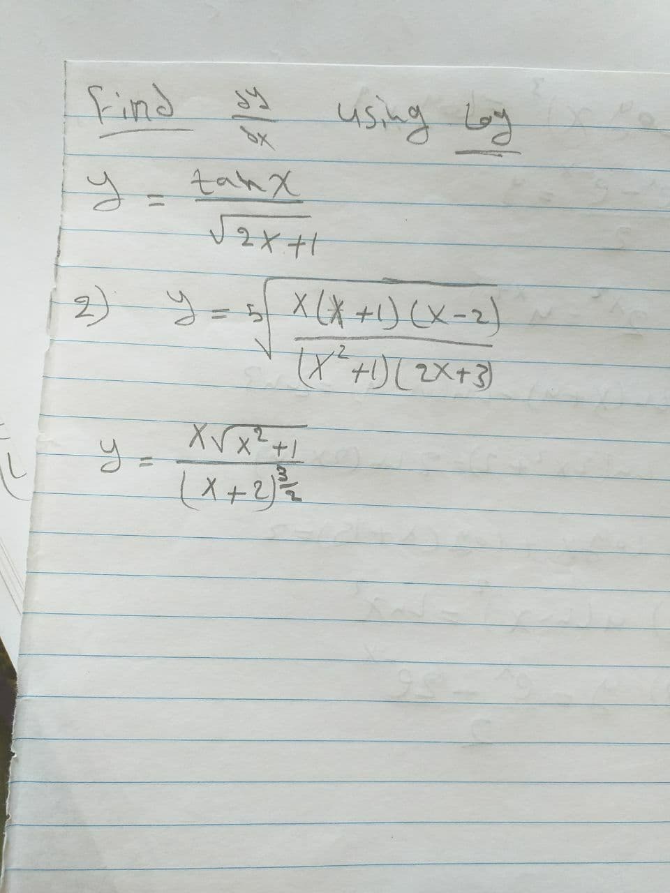 Find usngly
tah X
X(X+)(x-2)
+Oし2X+3)
%3D
y =
