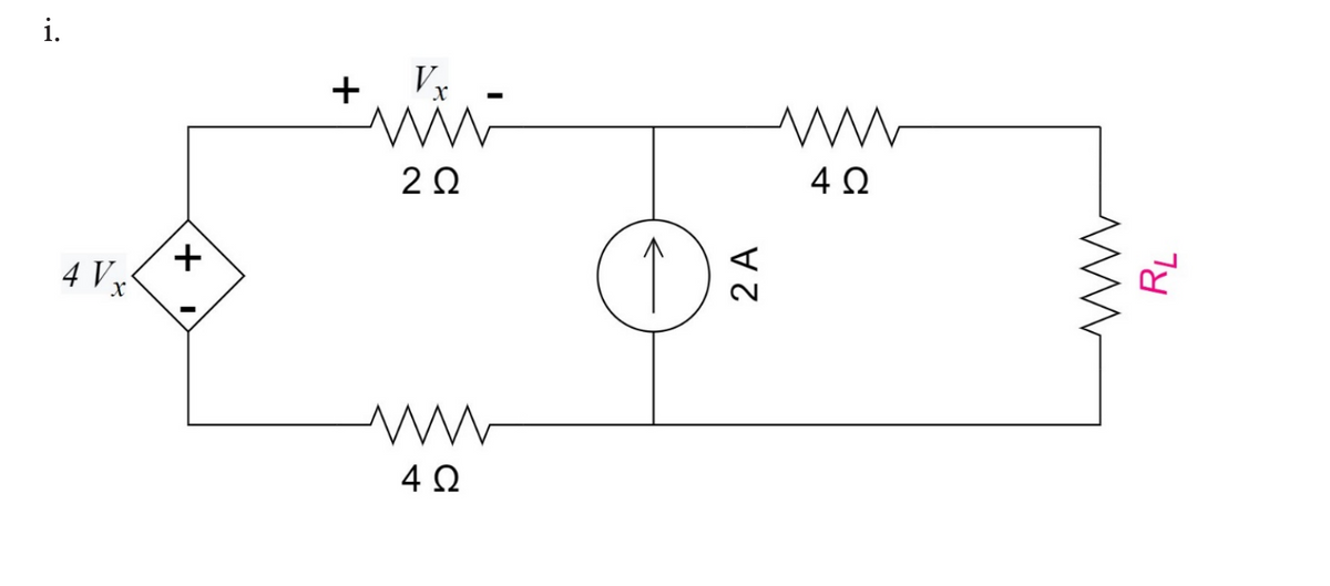 i.
+
2Ω
4Ω
4 V
+
2 A
