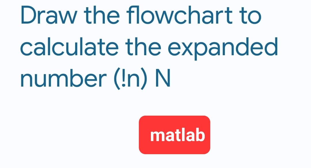 Draw the flowchart to
calculate the expanded
number (!n) N
matlab