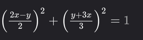 2
(22−2)² + (1+32 ) ² =
y+3x
= 1