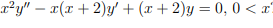 **Differential Equation**

Given is the differential equation:

\[ x^2 y'' - x(x + 2) y' + (x + 2) y = 0, \quad 0 < x \]

Where:
- \( y \) is the dependent variable.
- \( x \) is the independent variable.
- \( y' \) represents the first derivative of \( y \) with respect to \( x \).
- \( y'' \) represents the second derivative of \( y \) with respect to \( x \).

This equation can often be solved using various methods such as the method of undetermined coefficients, variation of parameters, or series solutions, depending on the form and complexity of the differential equation. This particular equation appears to be a second-order linear differential equation with variable coefficients.

**Note:**

It is crucial to specify the boundary or initial conditions to find a unique solution to this differential equation. Here, it is given that \( 0 < x \), indicating the domain of the solution.