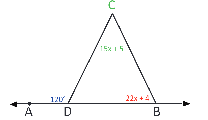 A
120°
D
C
15x + 5
22x + 4
B