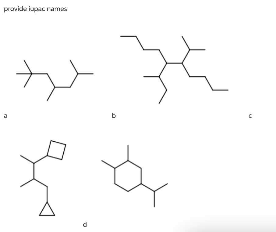 provide iupac names
a
b
d
