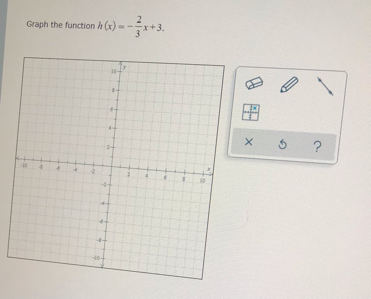 Graph the function h (x) =
++3.
3
10-
-10
-6
10
-10-
- og
