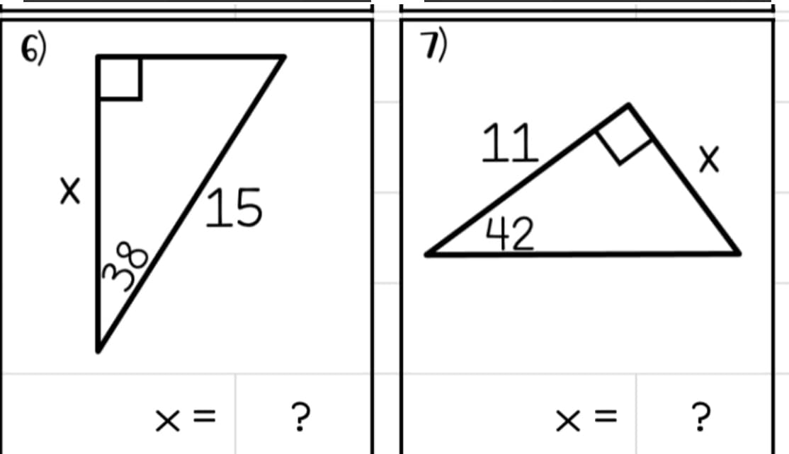 6)
X
∞
15
X=
?
7)
11
42
X =
?