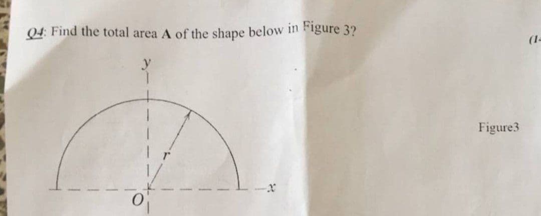 Q4: Find the total area A of the shape below in Figure 3?
(1-
Figure3
