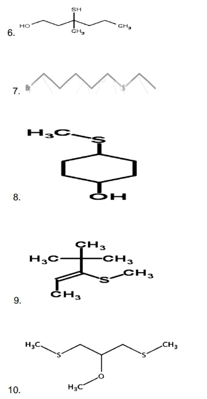 SH
но
CH,
6.
ČH,
7.
H3C.
ÇH3
H3C H CH3
CH3
ČH3
9.
H3C.
.CH3
10.
H3C"
8.
