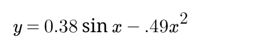 2
y = 0.38 sin x — .49x