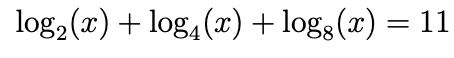 log2 (x) + log, (x) + log3(x) = 11
