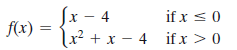 (x – 4
x² + x – 4 if x > 0
if x <0
f(x)
