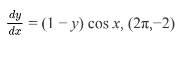 dy
dz
= (1-y) cos x, (2,-2)