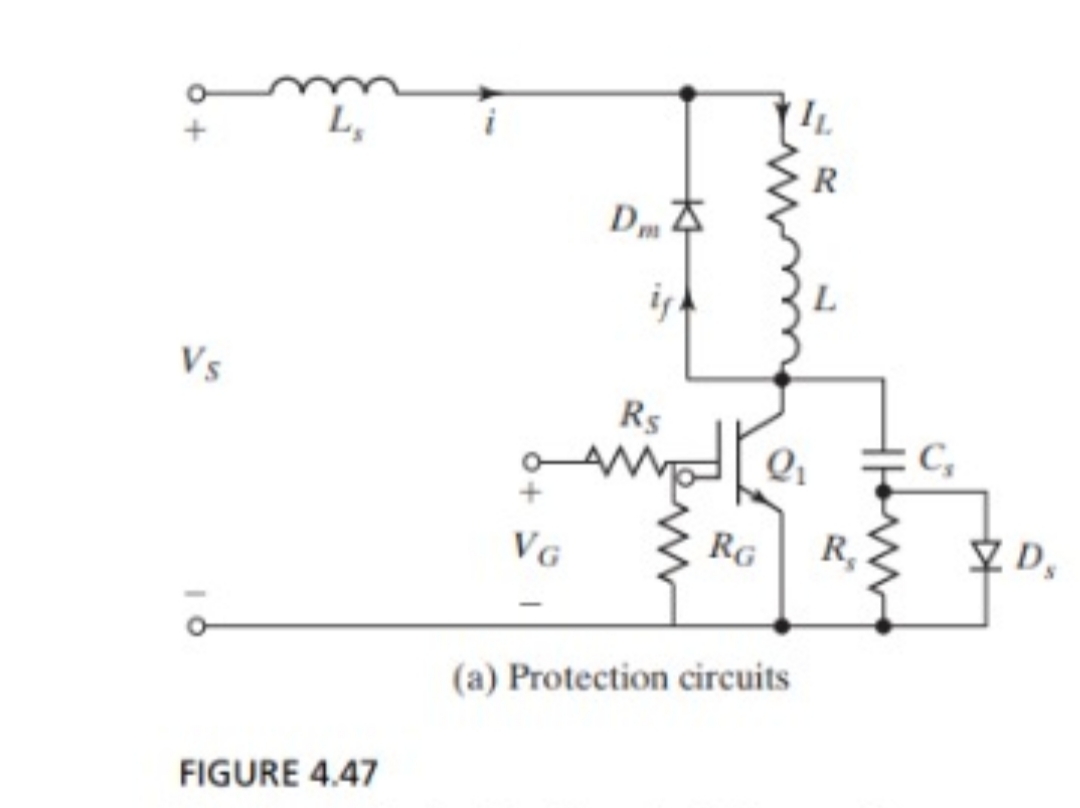 L,
i
Vs
Rs
VG
RG
R,
Y D,
(a) Protection circuits
FIGURE 4.47
