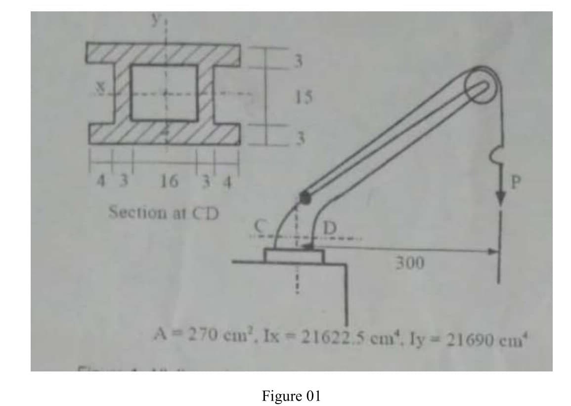 15
3.
43
16 3 4
Section at CD
D.
300
A 270 cm', Ix 21622.5 em“, ly = 21690 cm
Figure 01
