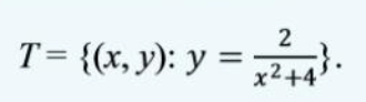 2
T= {(x, y): y =
x2+4
