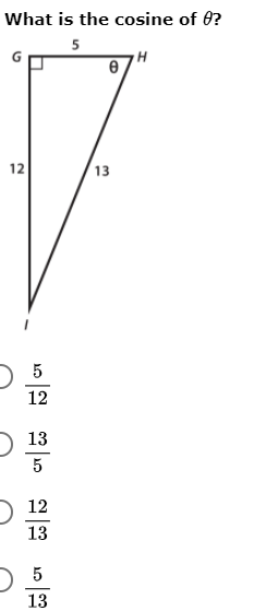 What is the cosine of 0?
5
12
13
12
13
5
12
13
13
