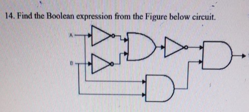 14. Find the Boolean expression from the Figure below circuit.
