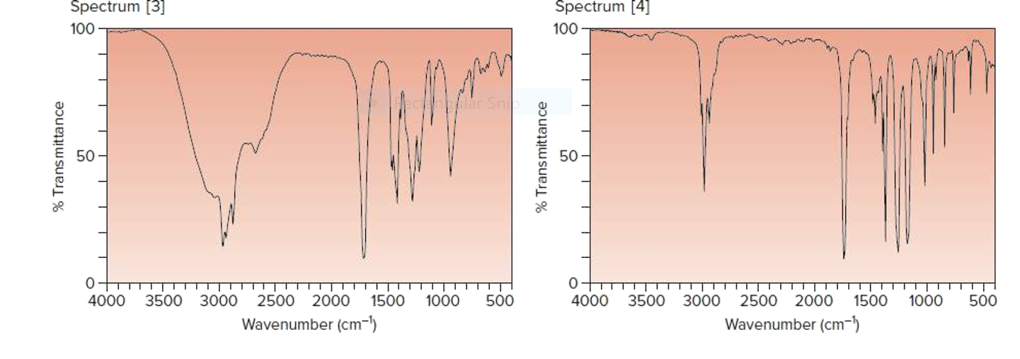 Spectrum [3]
Spectrum [4]
100
100
lar Sni
50
0+
4000
4000
3500
3000
2500 2000
1500
1000
500
3500
3000
2500 2000
1500
1000
500
Wavenumber (cm-l)
Wavenumber (cm-)
% Transmittance
% Transmittance
