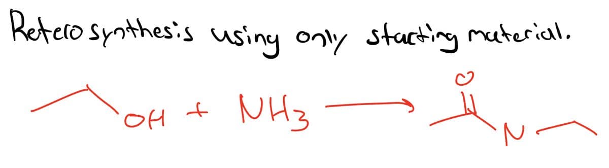 Retero synthesis using only stacting material.
NH3
OH
f