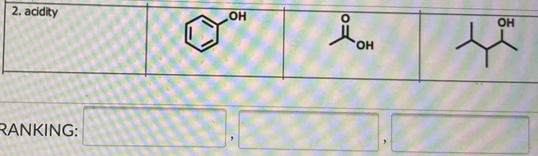 2. acidity
OH
HO,
RANKING:
