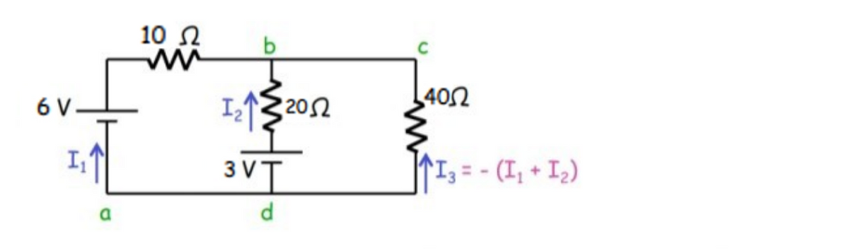 10 N
402
6 V
I
202
3 VT
|↑I3 = - (I, + I2)
