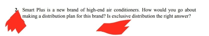 Smart Plus is a new brand of high-end air conditioners. How would you go about
making a distribution plan for this brand? Is exclusive distribution the right answer?
