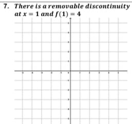 7. There is a removable discontinuity
at x = 1 and f(1) = 4
