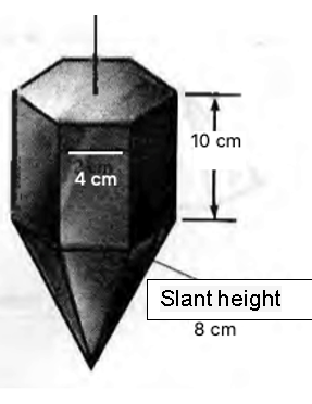 10 cm
4 cm
Slant height
8 cm
