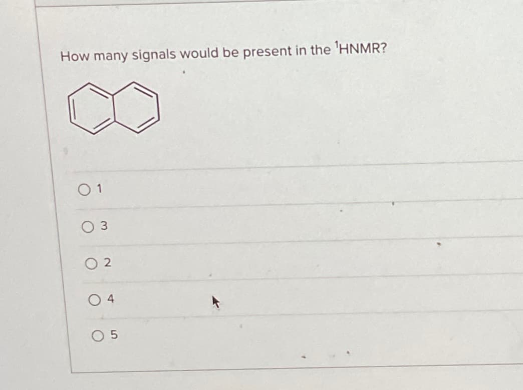 How many signals would be present in the 'HNMR?
01
03
02
04
05