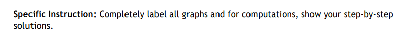 Specific Instruction: Completely label all graphs and for computations, show your step-by-step
solutions.