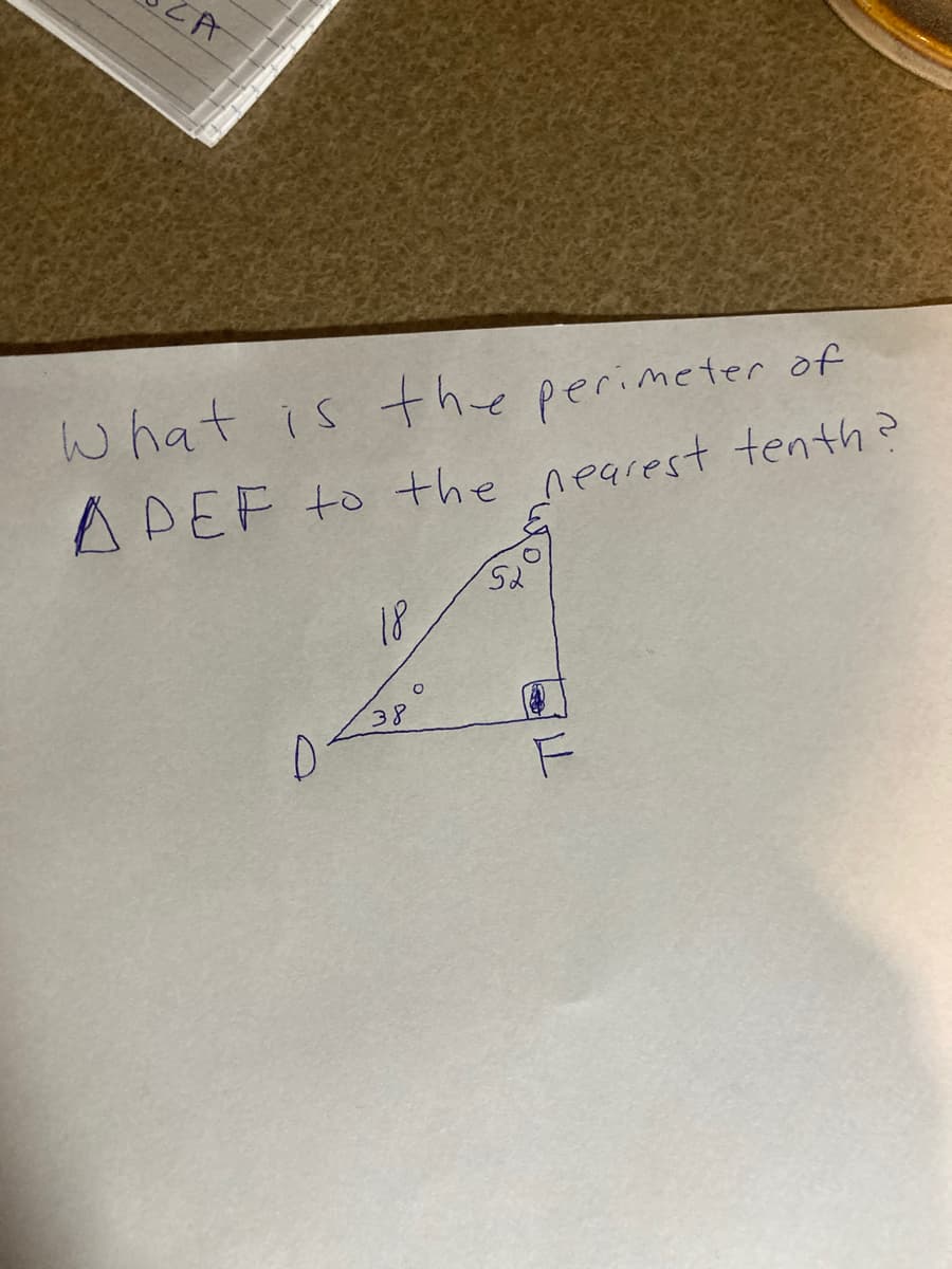 ZA
what is the perimeter of
APEF to the negrest tenth?
18
38
