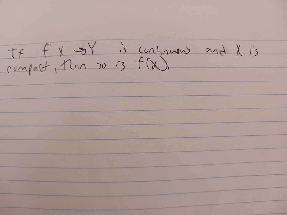 If fix SY
is continuous and X is
compact, then so i3 f(x).