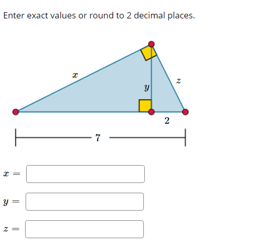 Enter exact values or round to 2 decimal places.
7
x =
||
నా
