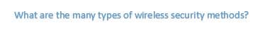 What are the many types of wireless security methods?
