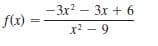 — Зx? — Зх + 6
f(x) :
x2 - 9
