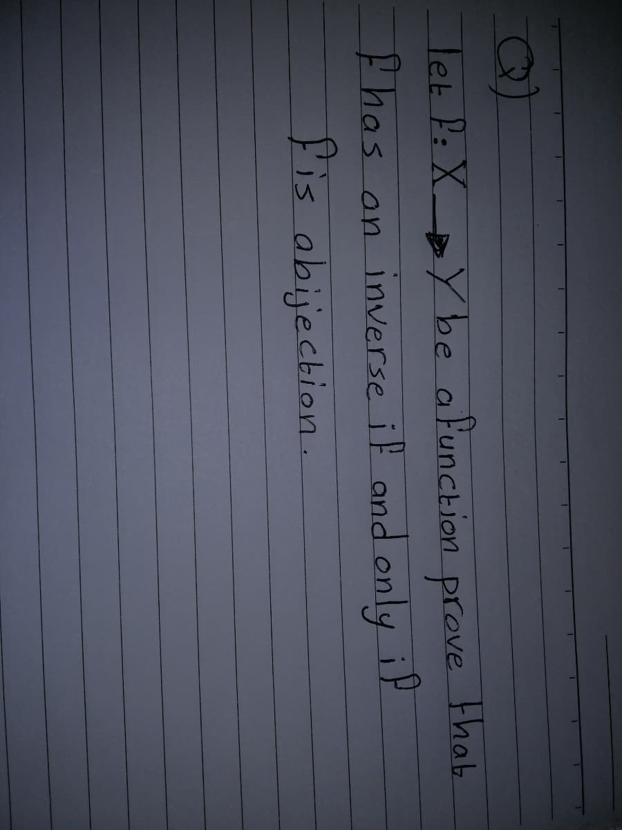 Tet P:X Ybe afunction prove thab
Phas
preve
on inverse i and only i
Fis abijection.
