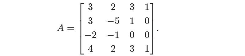 A =
3
3
-2
4
2
-5
−1
2 3
3
1
1 0
0 0
1