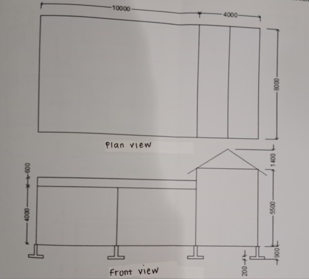 009-
000
-10000
Plan view
Front view
4000
200-
-0008-
1400---
5500-
-900-