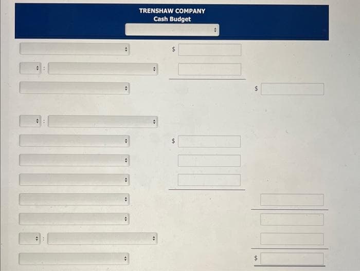 TRENSHAW COMPANY
Cash Budget
$