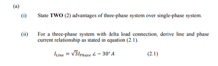 State TWO (2) advantages of three-phas
