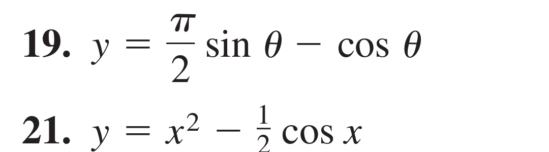 TT
sin 0 – cos 0
2
19. у
21. y = x² - cos x
