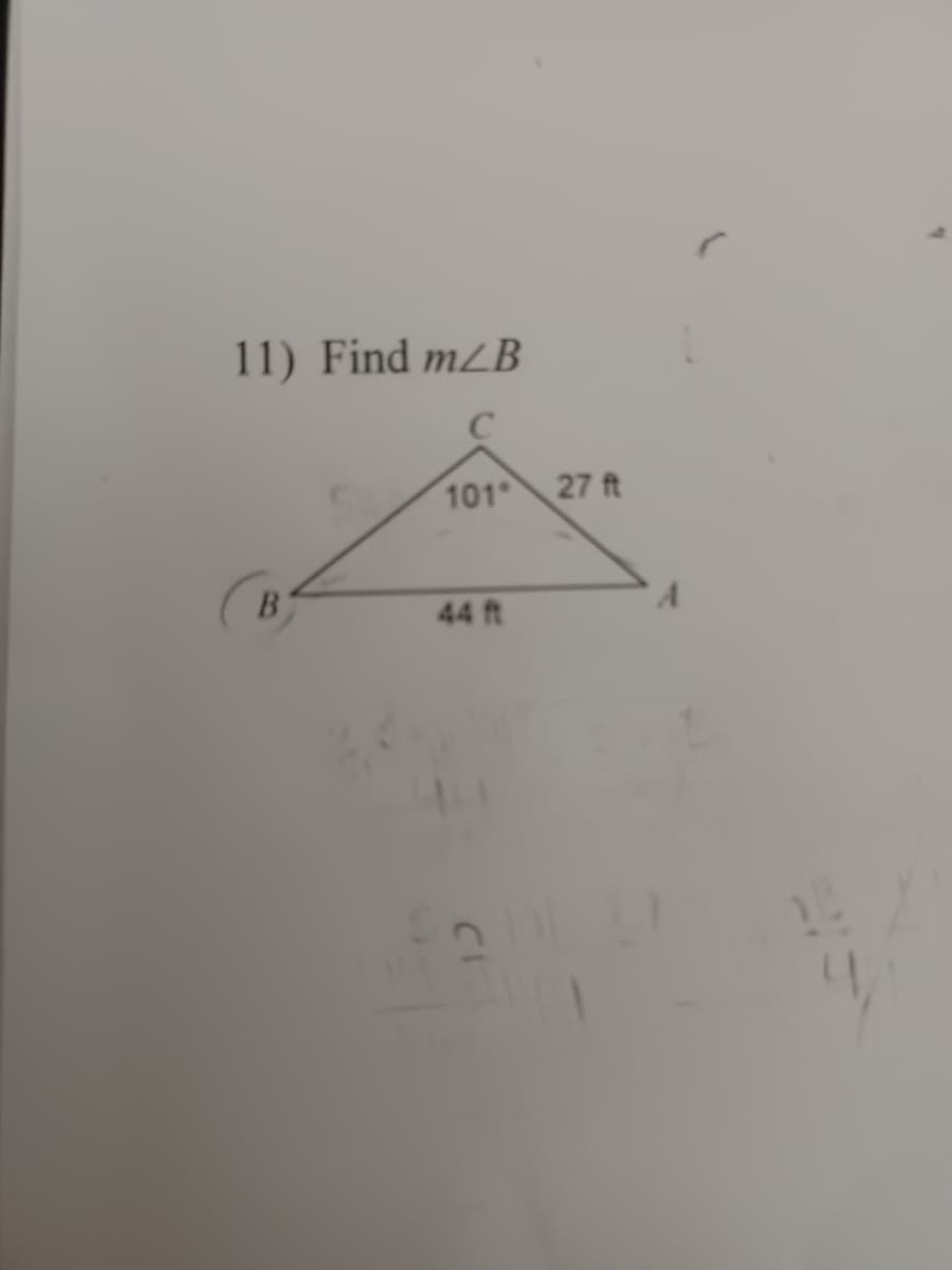 11) Find mzB
101
27 ft
B.
A.
44 ft
15
