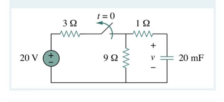 t = 0
3 2
12
+
20 V
9Ω
20 mF
