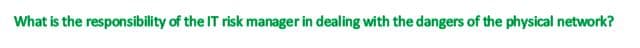 What is the responsibility of the IT risk manager in dealing with the dangers of the physical network?
