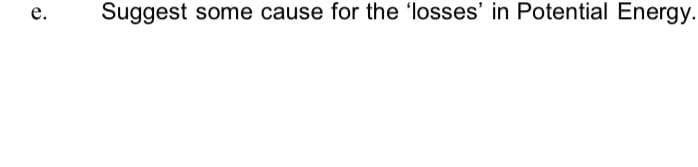e.
Suggest some cause for the 'losses' in Potential Energy.
