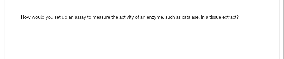 How would you set up an assay to measure the activity of an enzyme, such as catalase, in a tissue extract?