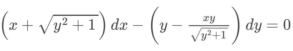 XY
x + Vy? +1 ) dx –
dy = 0
-
Vy²+1
