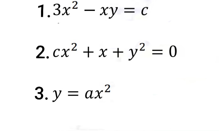 1.3x* — ху — с
2. сх2 +x + у? 30
3. у %3D ах?
